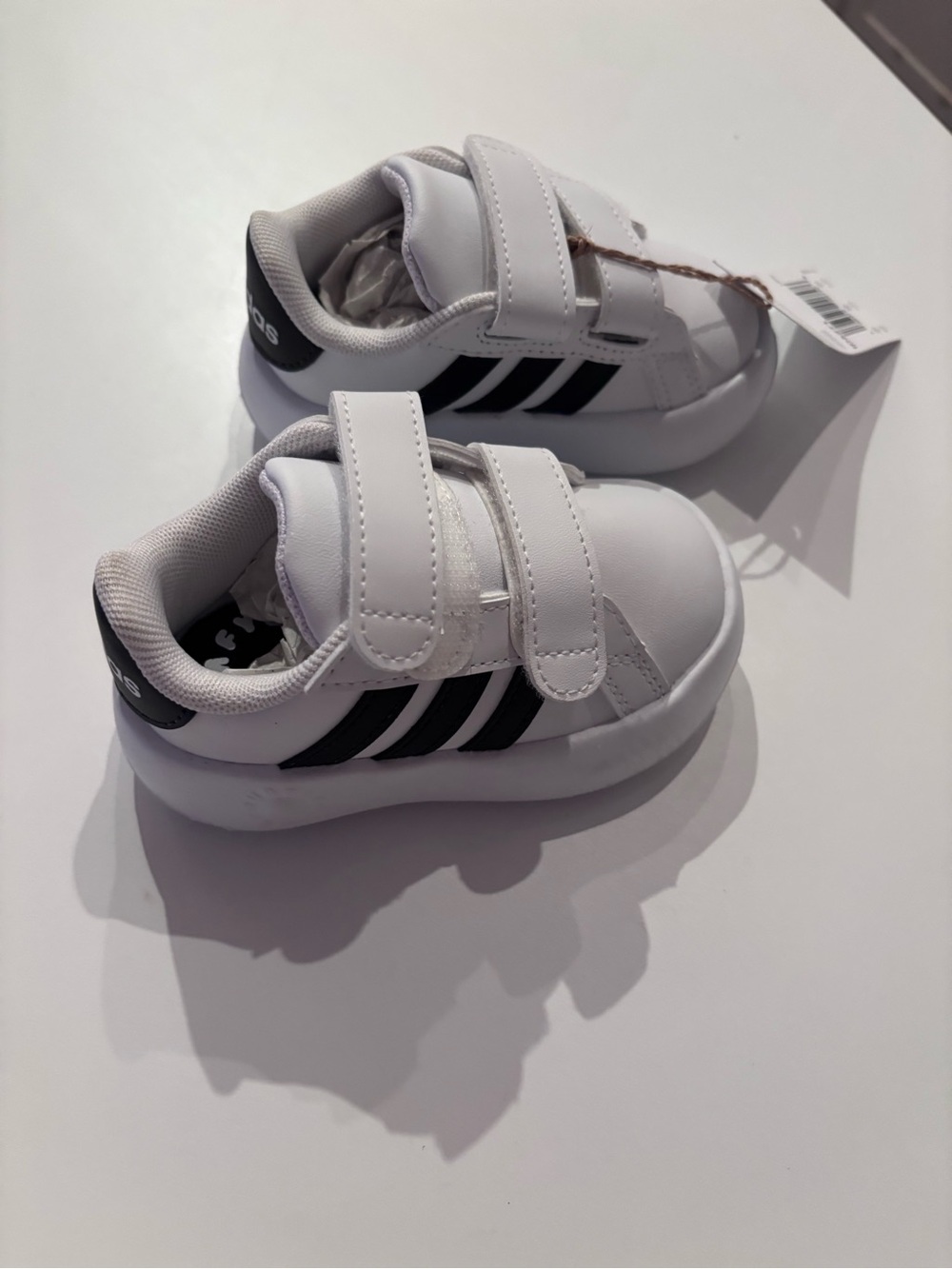 adidas White and Black Kids Velcro Sneakers